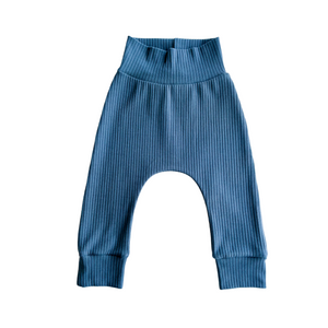 Dusty Blue Ribbed Leggings
