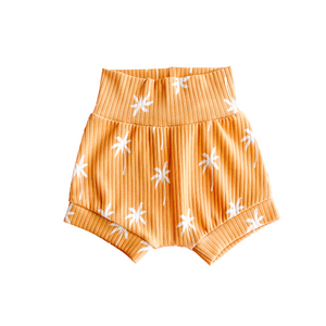 Neutral Palm Ribbed Shorts