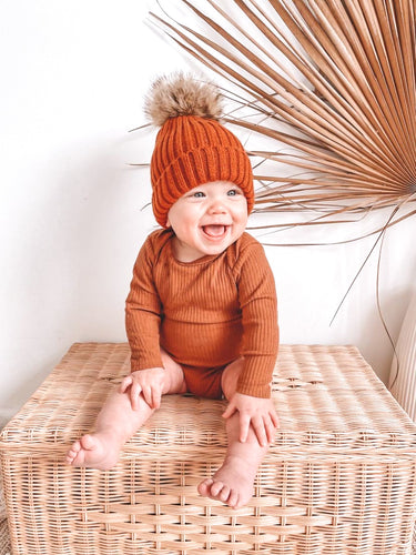 Long Sleeved Romper- Toffee