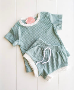 Ribbed Tee & Short Summer Set - Teal
